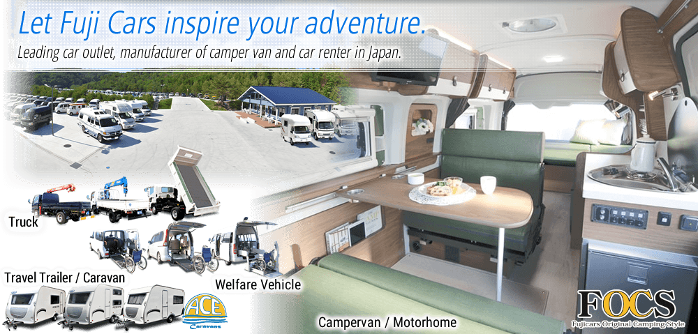 Let Fuji Cars inspire your adventure. Leading car outlet, manufacturer of camper van and car renter in Japan.